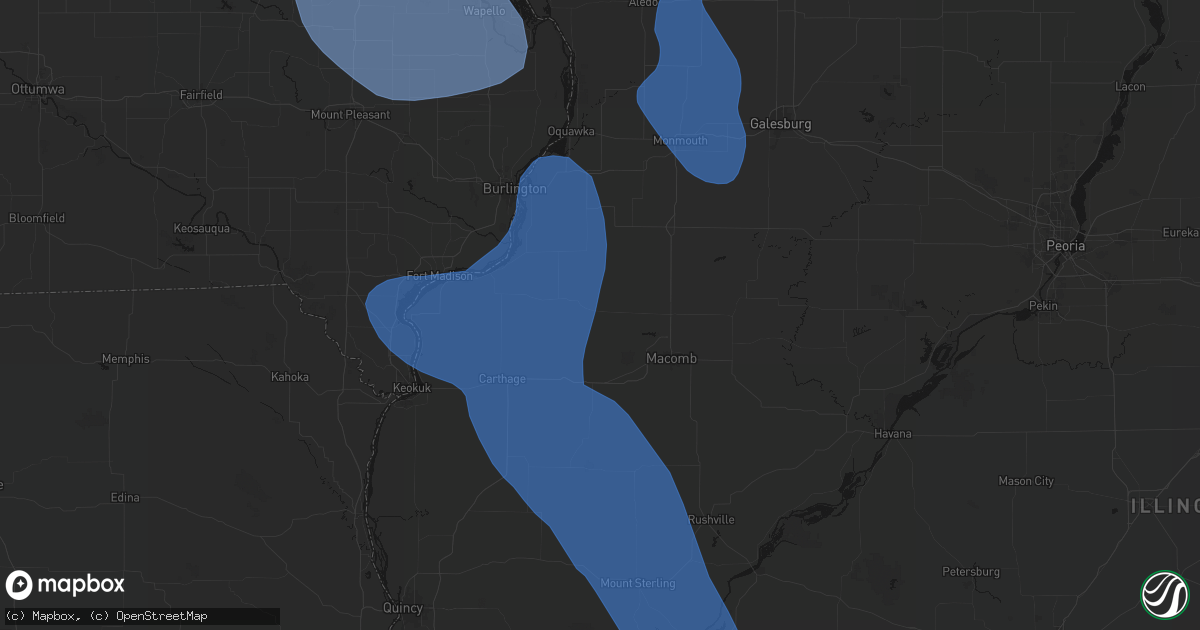 Hail map in Blandinsville, IL on July 20, 2026