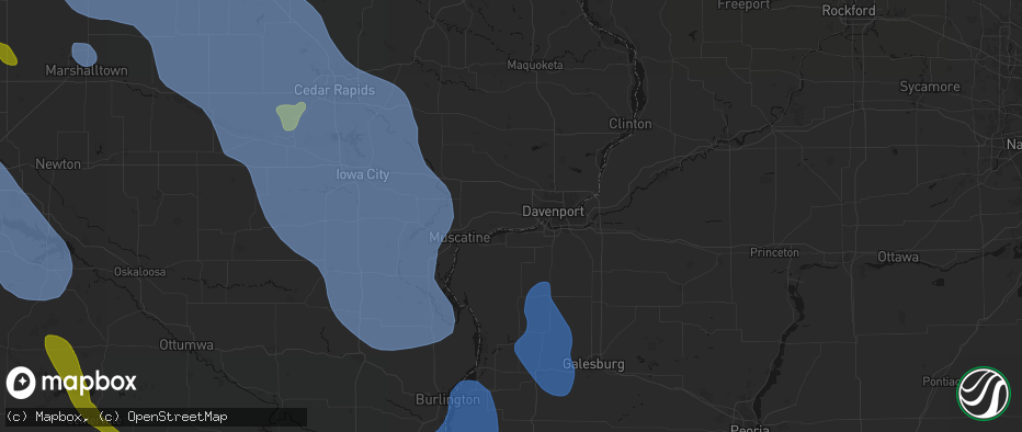 Hail map in Blue Grass, IA on July 20, 2026