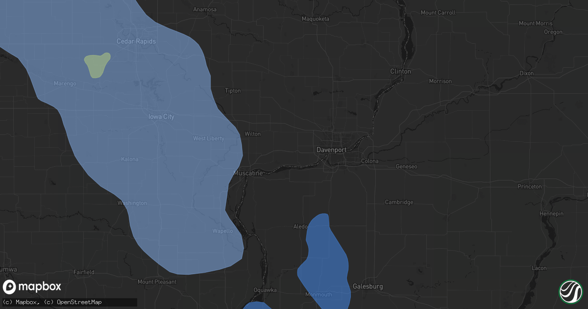 Hail map in Blue Grass, IA on July 20, 2026