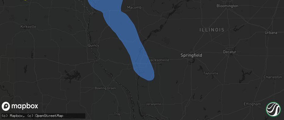 Hail map in Bluffs, IL on July 20, 2026