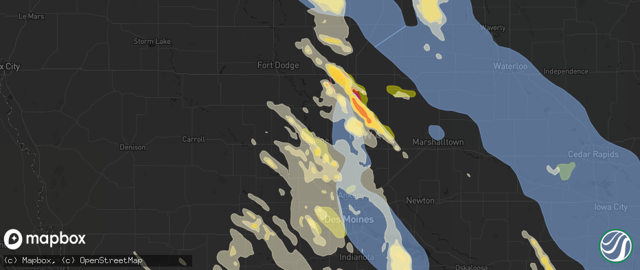 Hail map in Boone, IA on July 20, 2026