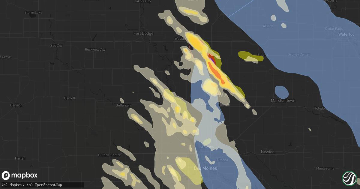 Hail map in Boone, IA on July 20, 2026