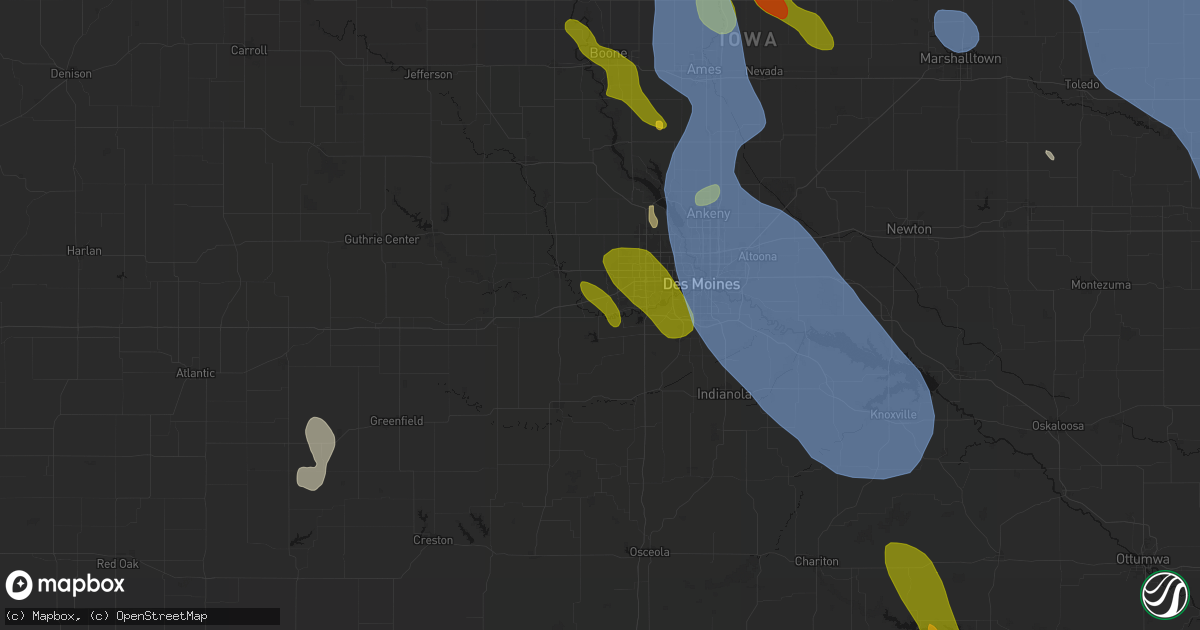 Hail map in Booneville, IA on July 20, 2026