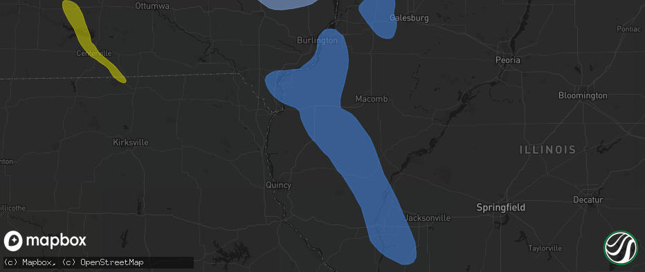Hail map in Bowen, IL on July 20, 2026