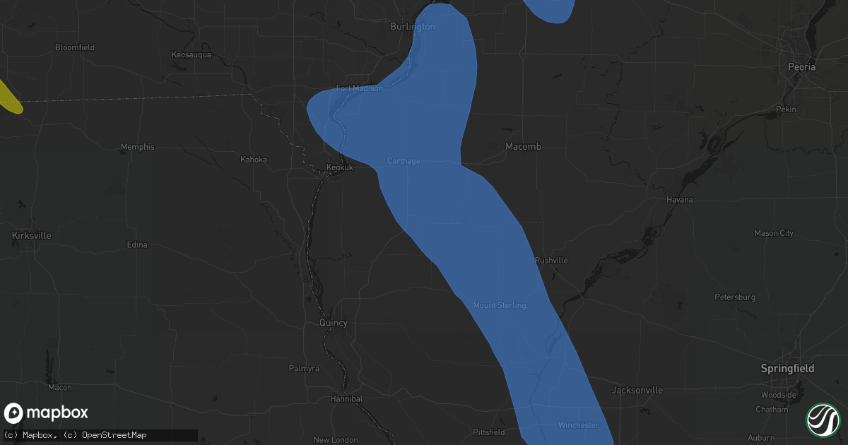 Hail map in Bowen, IL on July 20, 2026