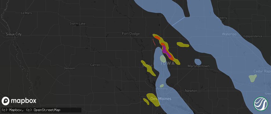 Hail map in Boxholm, IA on July 20, 2026