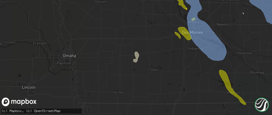 Hail map in Bridgewater, IA on July 20, 2026