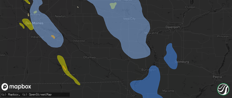 Hail map in Brighton, IA on July 20, 2026