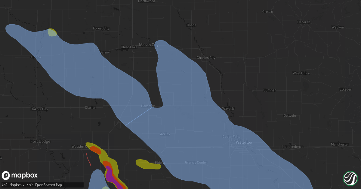 Hail map in Bristow, IA on July 20, 2026