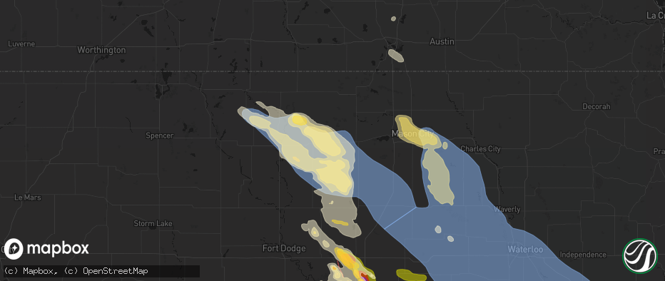 Hail map in Britt, IA on July 20, 2026