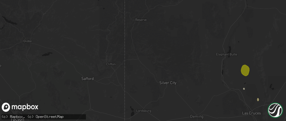 Hail map in Buckhorn, NM on July 20, 2026