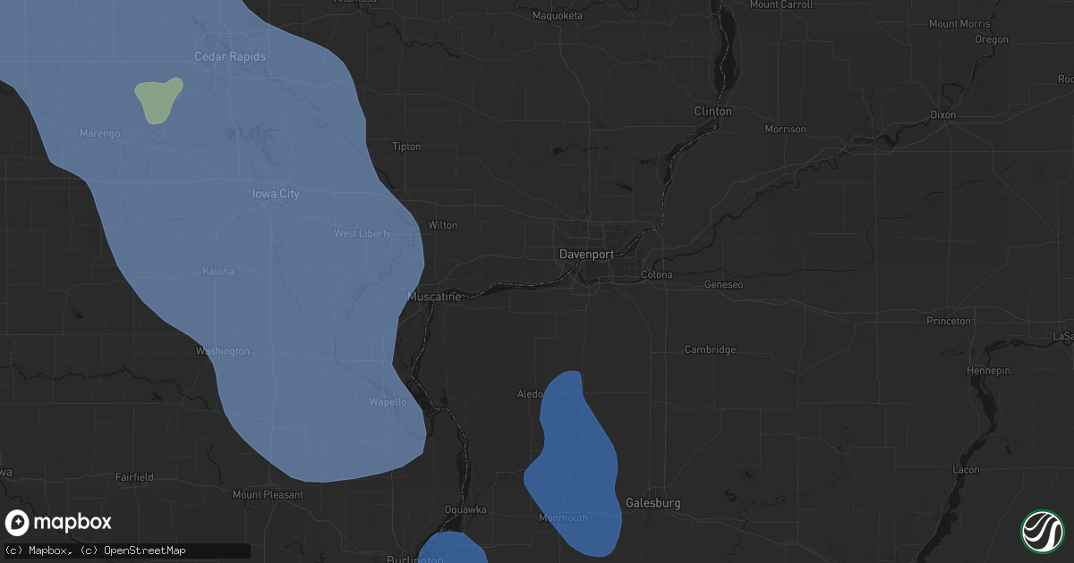 Hail map in Buffalo, IA on July 20, 2026