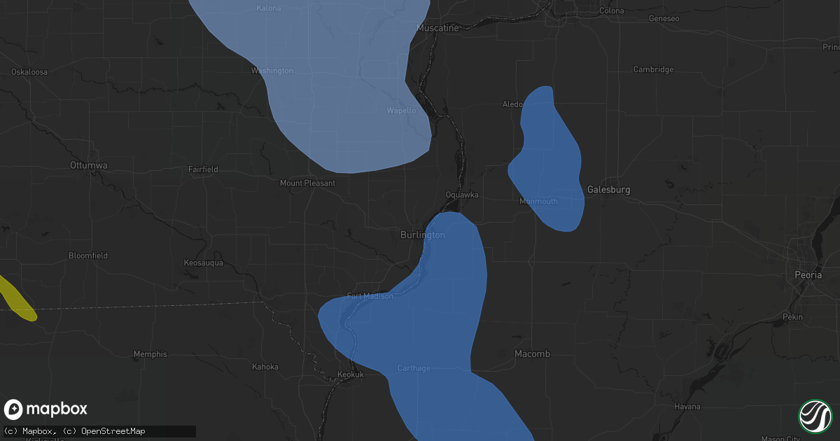 Hail map in Burlington, IA on July 20, 2026