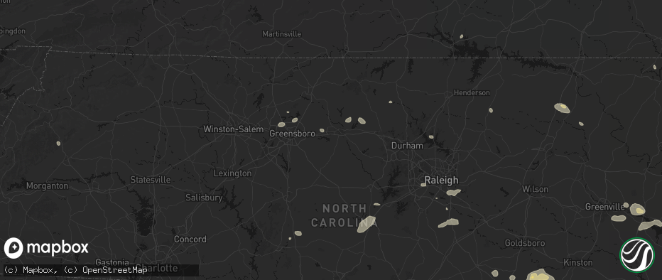 Hail map in Burlington, NC on July 20, 2026