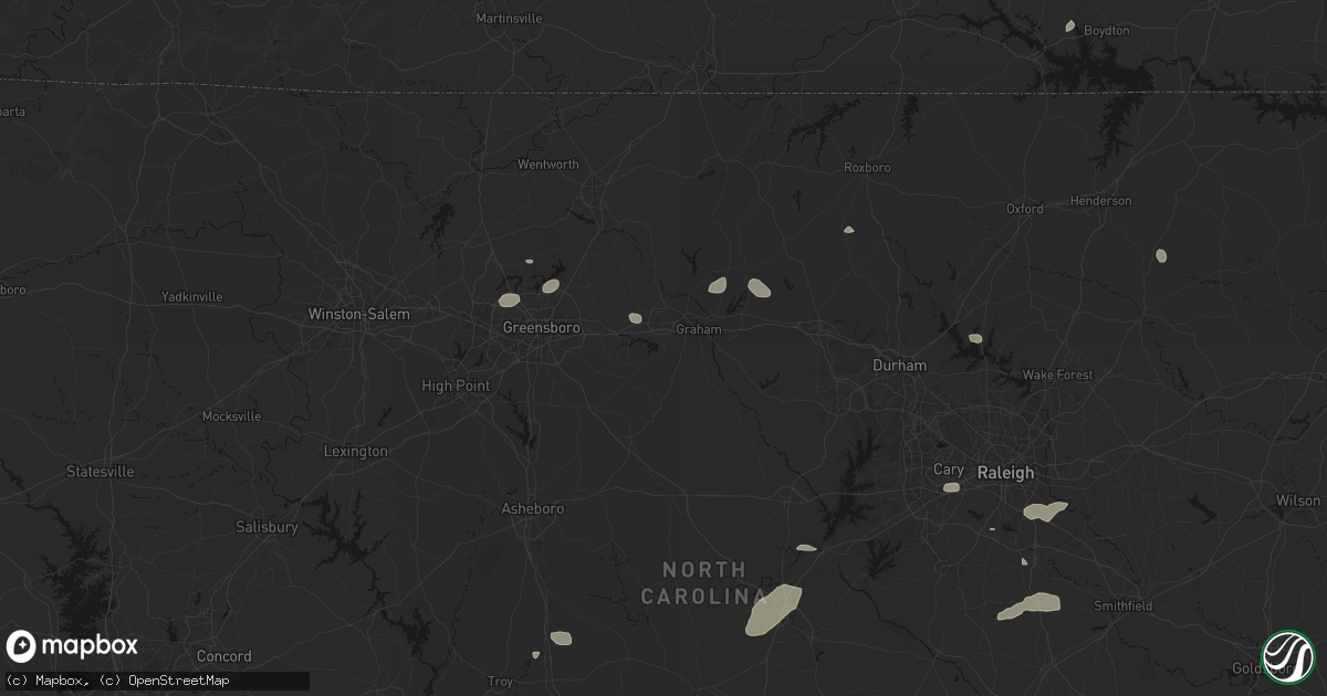 Hail map in Burlington, NC on July 20, 2026