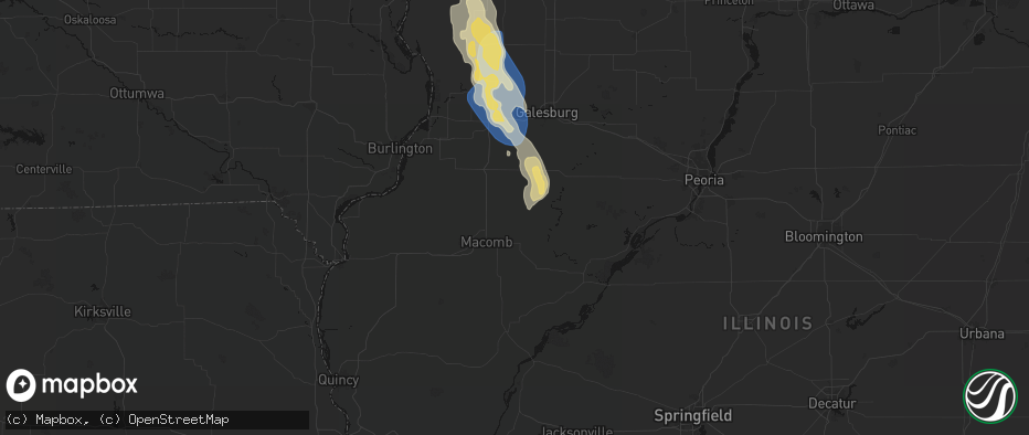 Hail map in Bushnell, IL on July 20, 2026