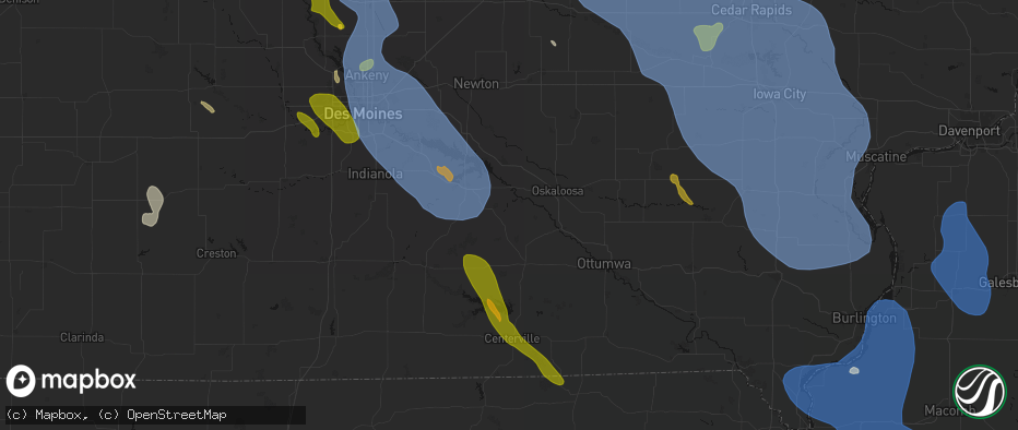 Hail map in Bussey, IA on July 20, 2026