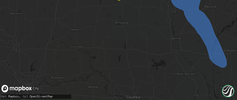 Hail map in Callao, MO on July 20, 2026