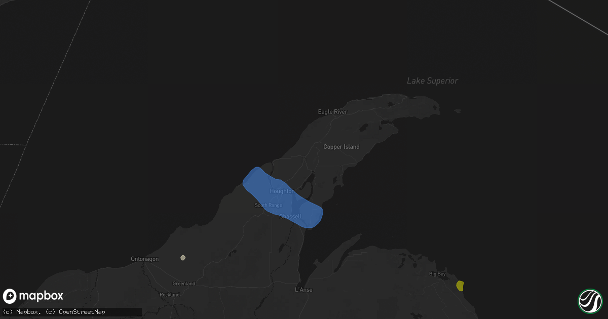 Hail map in Calumet, MI on July 20, 2026