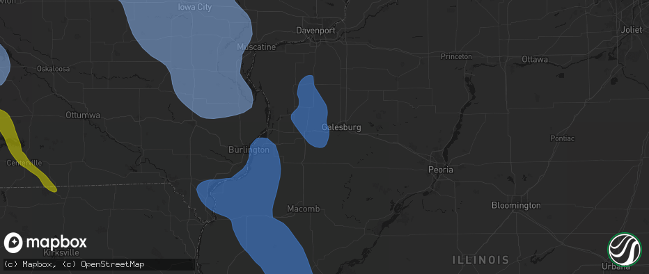 Hail map in Cameron, IL on July 20, 2026