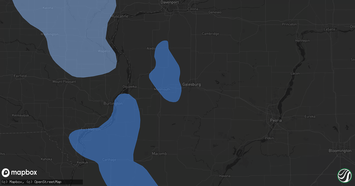 Hail map in Cameron, IL on July 20, 2026