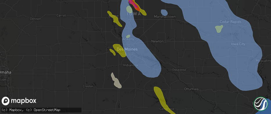 Hail map in Carlisle, IA on July 20, 2026