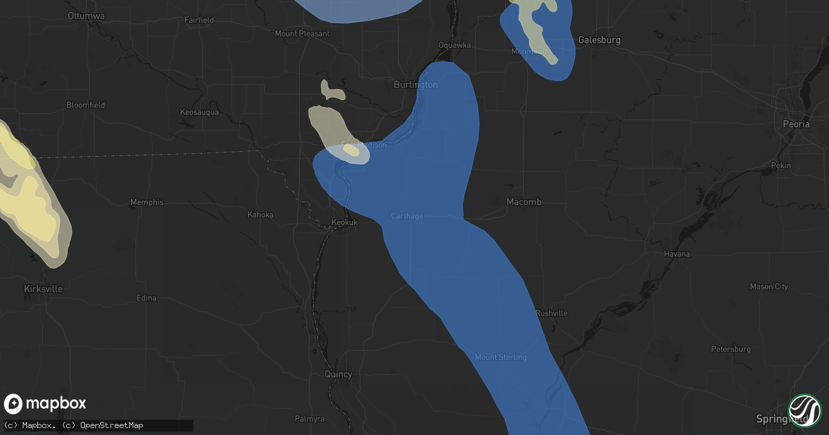 Hail map in Carthage, IL on July 20, 2026