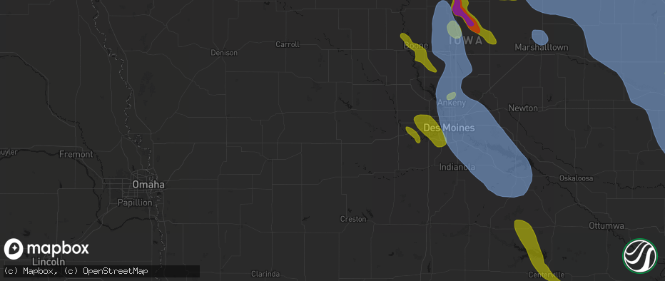 Hail map in Casey, IA on July 20, 2026