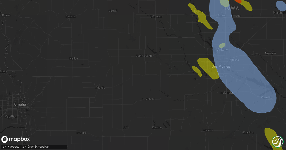 Hail map in Casey, IA on July 20, 2026