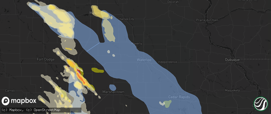 Hail map in Cedar Falls, IA on July 20, 2026