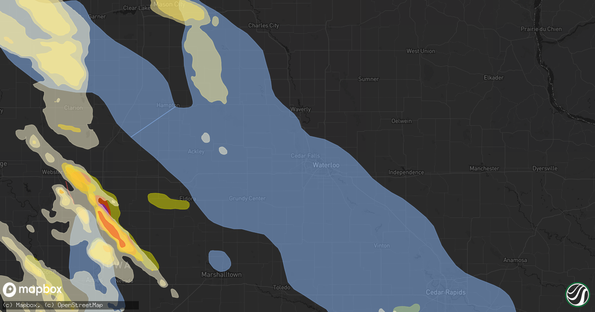 Hail map in Cedar Falls, IA on July 20, 2026