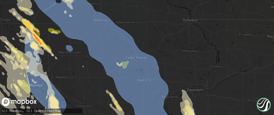 Hail map in Cedar Rapids, IA on July 20, 2026