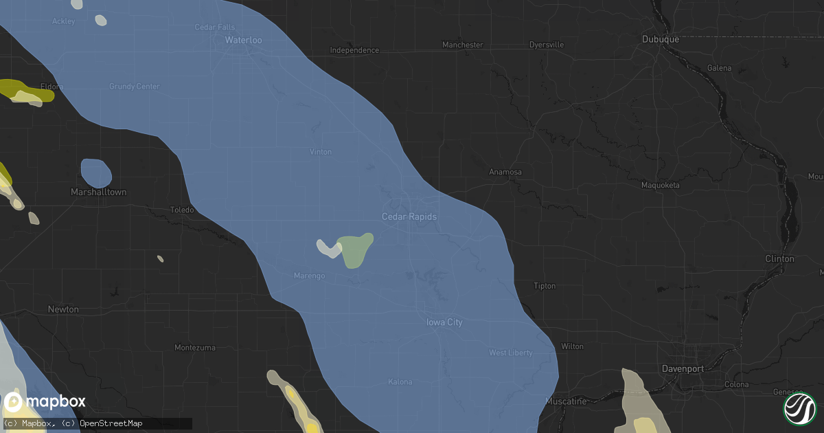 Hail map in Cedar Rapids, IA on July 20, 2026