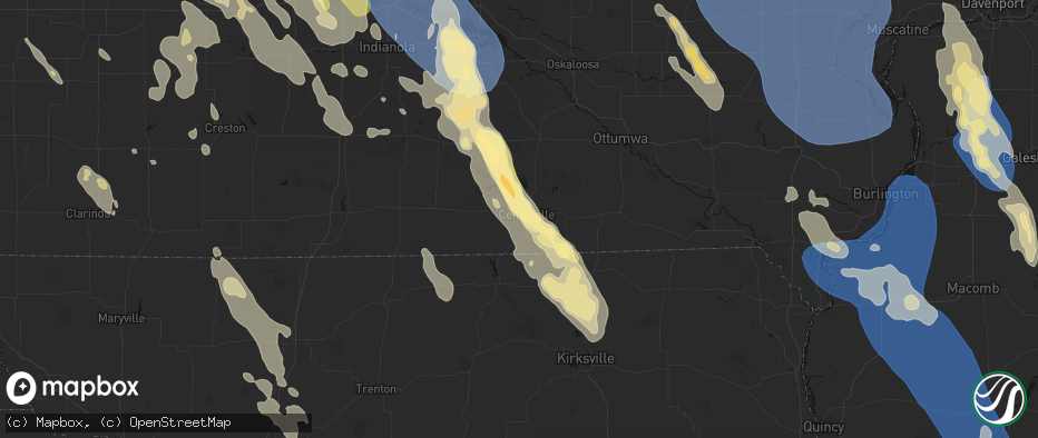 Hail map in Centerville, IA on July 20, 2026