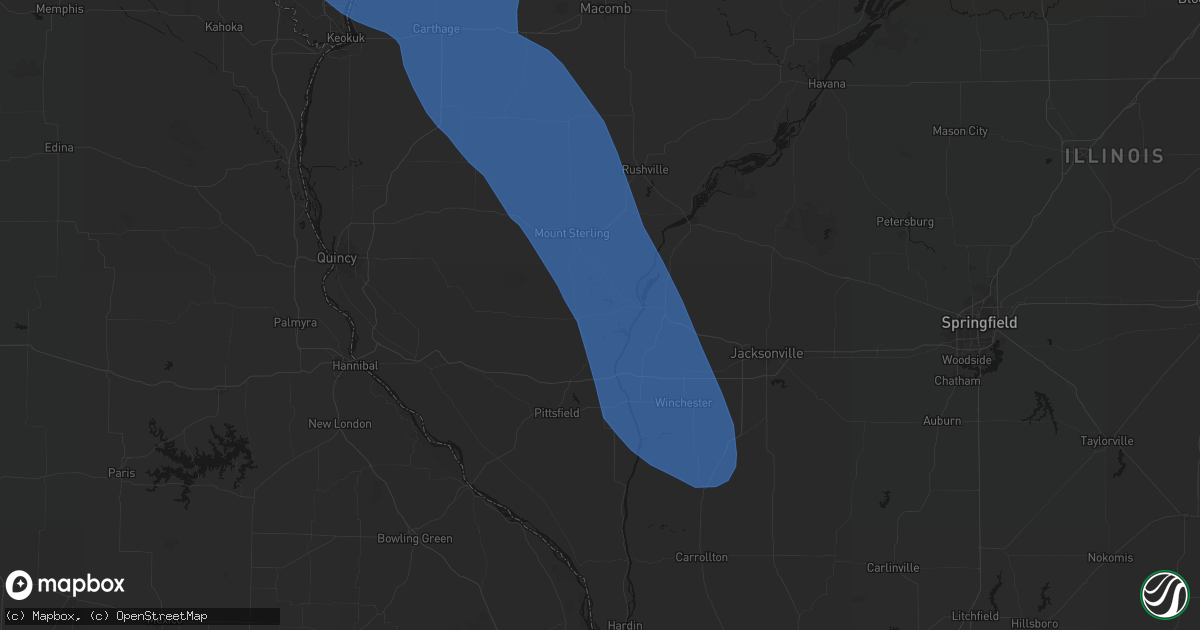Hail map in Chambersburg, IL on July 20, 2026
