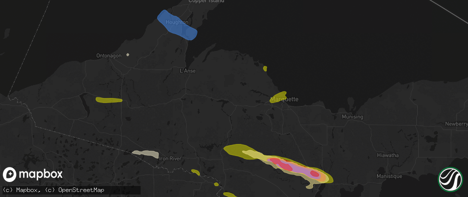 Hail map in Champion, MI on July 20, 2026