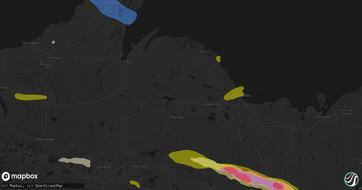 Hail map in Champion, MI on July 20, 2026