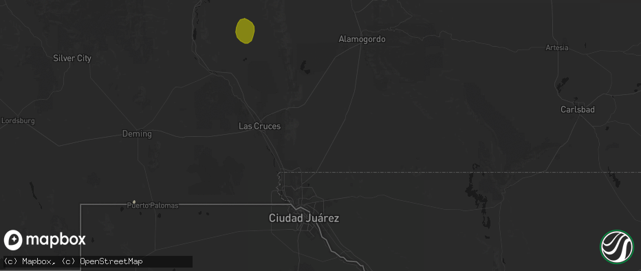 Hail map in Chaparral, NM on July 20, 2026