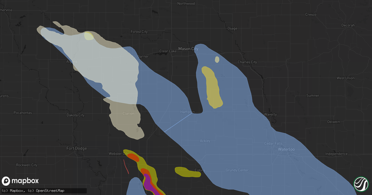 Hail map in Chapin, IA on July 20, 2026