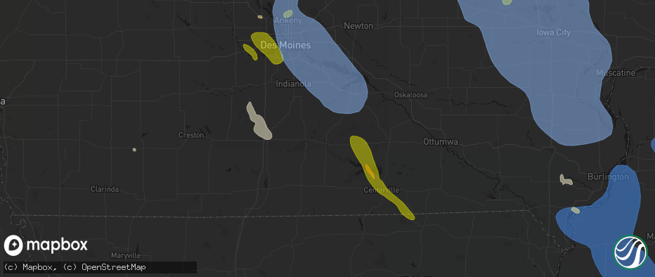 Hail map in Chariton, IA on July 20, 2026