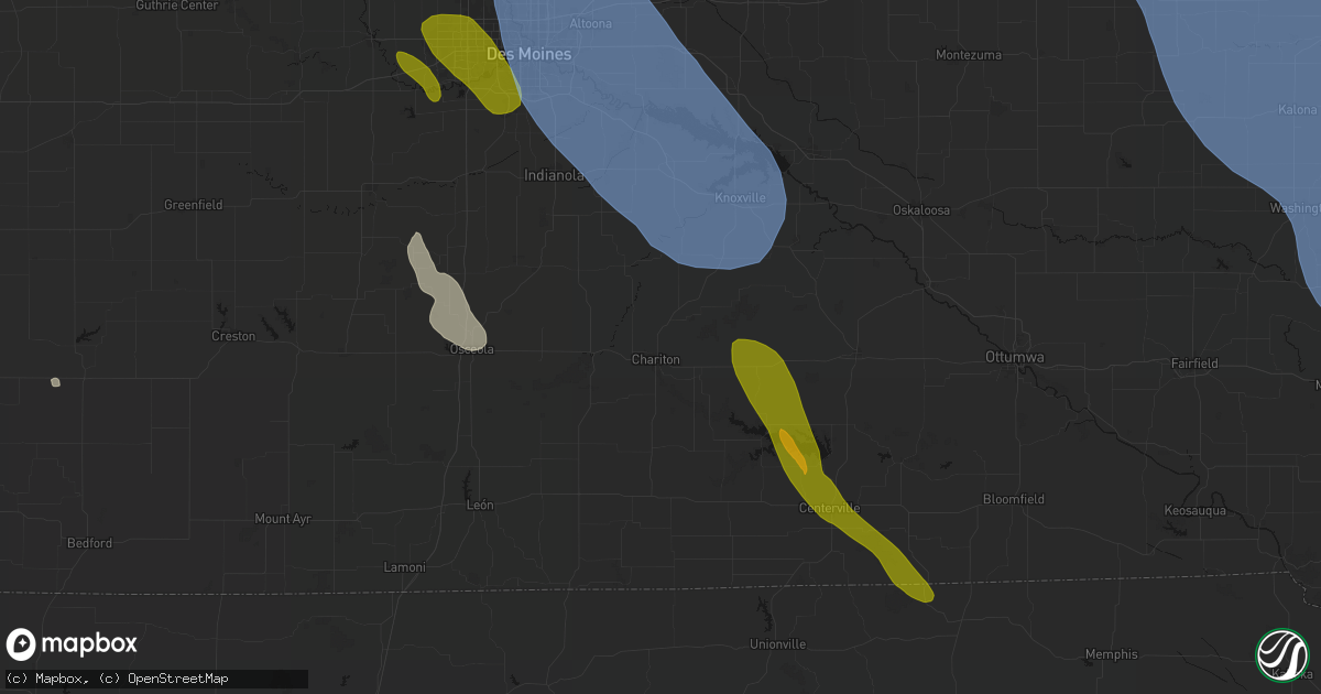 Hail map in Chariton, IA on July 20, 2026