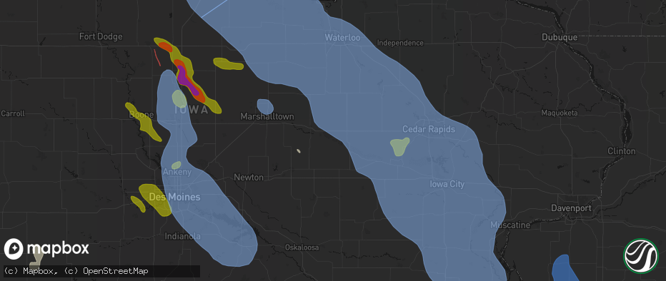 Hail map in Chelsea, IA on July 20, 2026