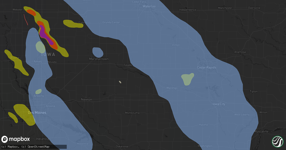 Hail map in Chelsea, IA on July 20, 2026