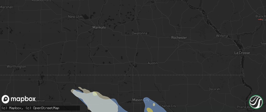 Hail map in Clarks Grove, MN on July 20, 2026