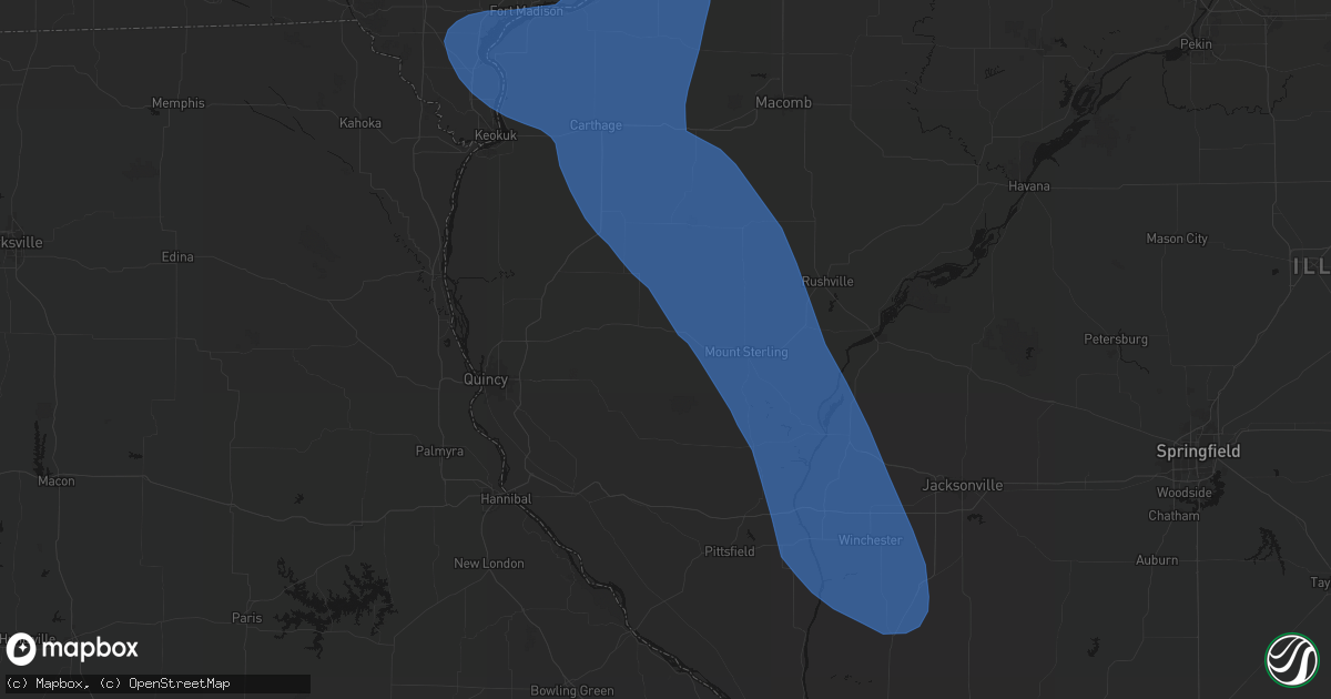 Hail map in Clayton, IL on July 20, 2026