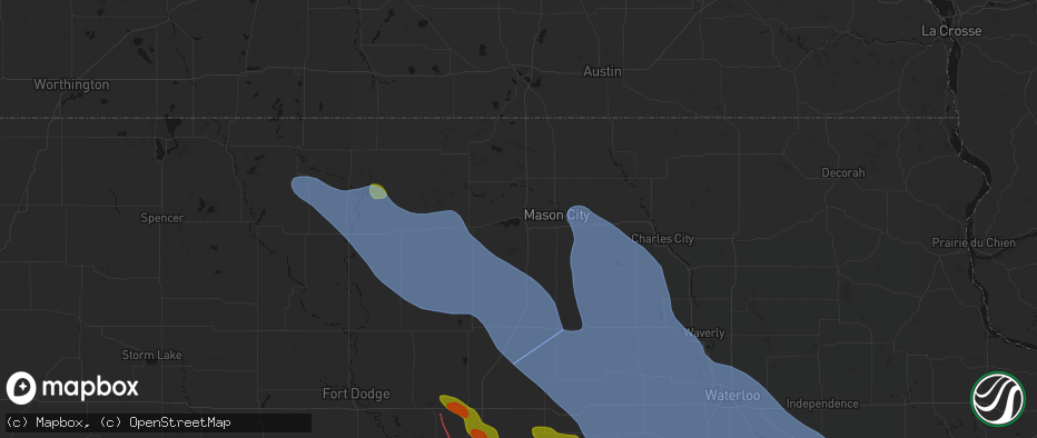 Hail map in Clear Lake, IA on July 20, 2026
