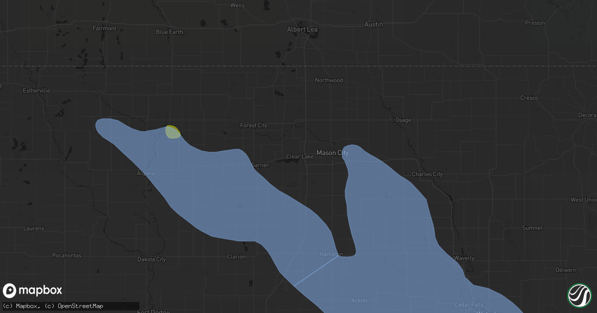 Hail map in Clear Lake, IA on July 20, 2026