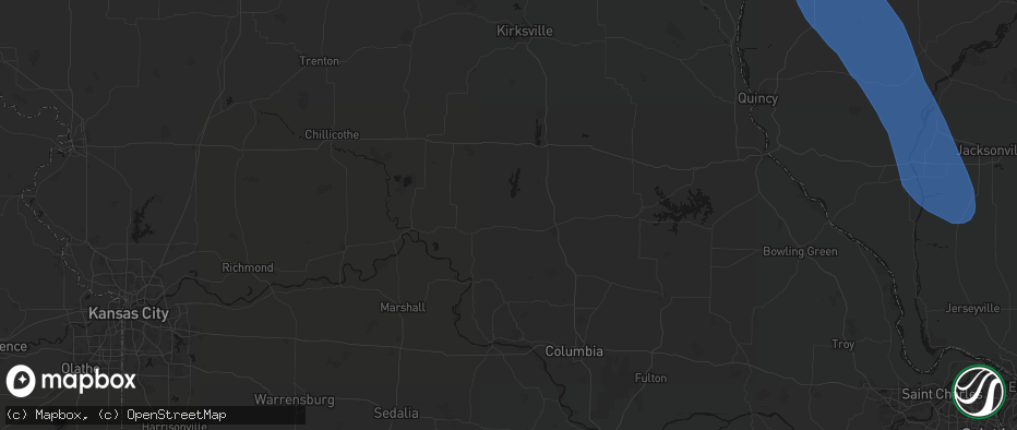 Hail map in Clifton Hill, MO on July 20, 2026