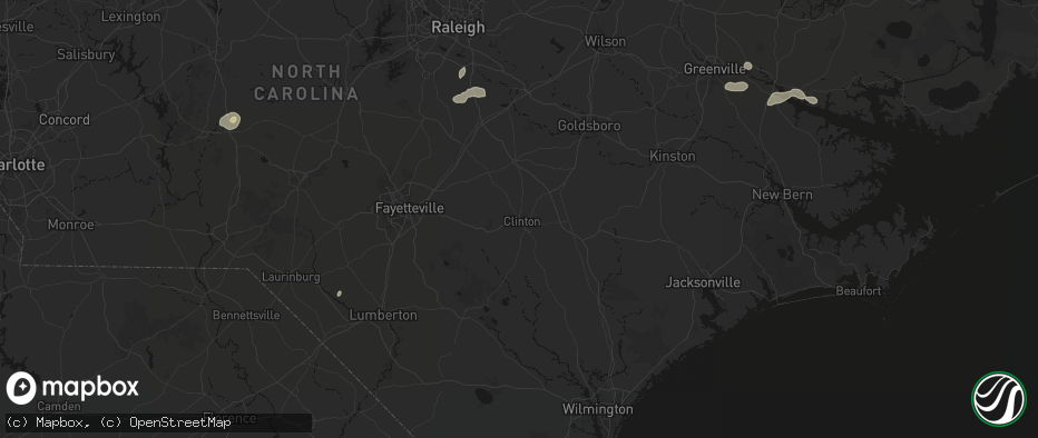 Hail map in Clinton, NC on July 20, 2026
