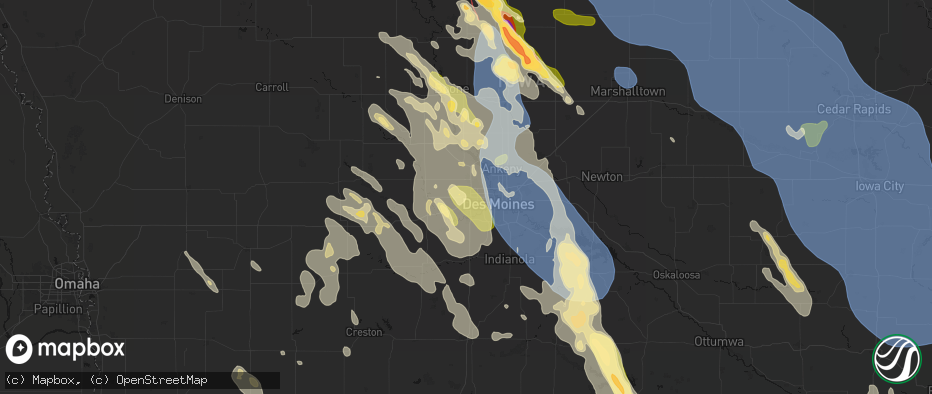 Hail map in Clive, IA on July 20, 2026